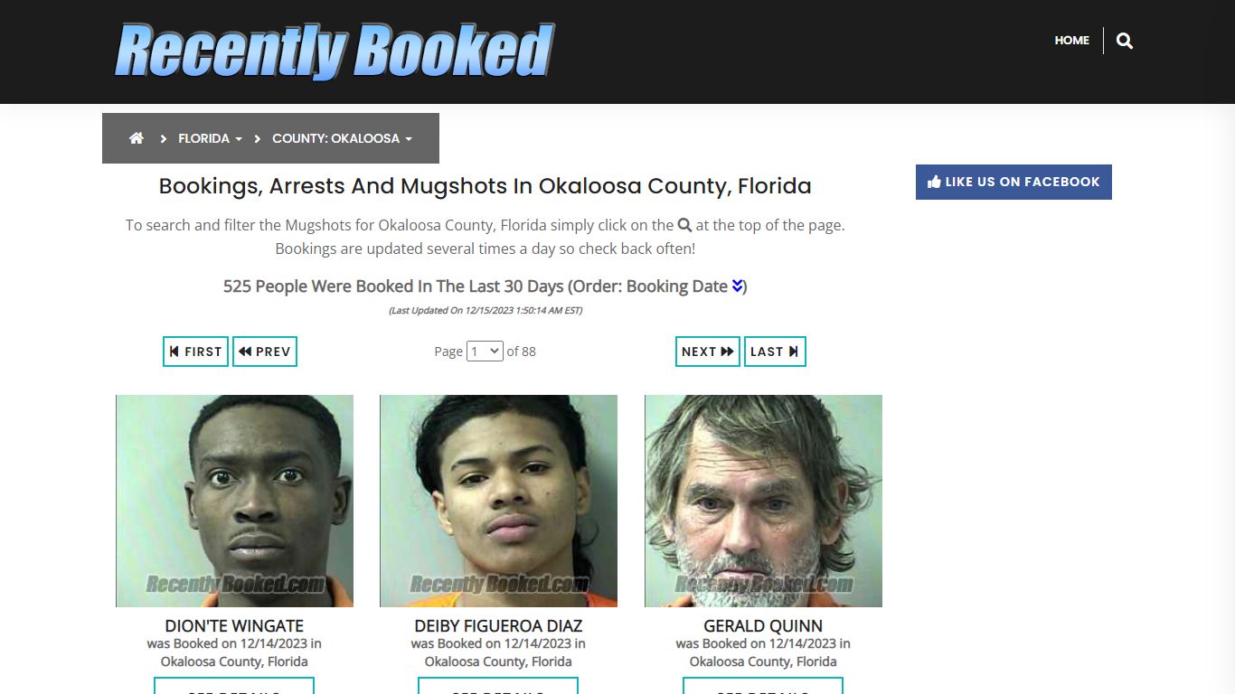 Bookings, Arrests and Mugshots in Okaloosa County, Florida